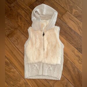 Miss Me Beige Knit Vest with  Fur